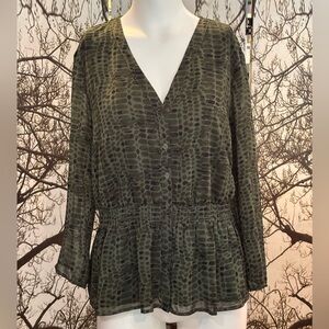 Banana Republic Camo Patterned Sheer Top Sz L